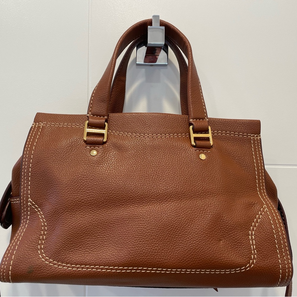 Marc Jacobs Brown Leather Satchel with Gold Accents - Picture 3 of 6